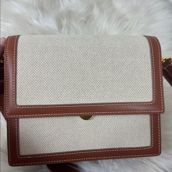 JW PEI Mini Flap Crossbody Beige Canvas & Vegan Camel Leather Trim Bag NWOT - Picture 6 of 15